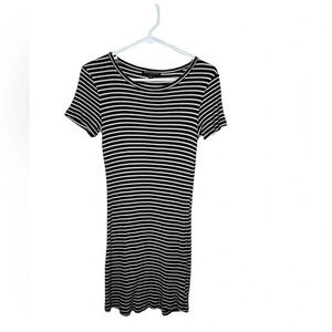 Brandy Melville black striped t-shirt dress (One Size) Sz XS EUC